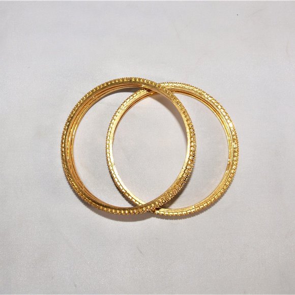 Gold-tone Rhinestone Bangle Bracelet Set (2) - Picture 3 of 4